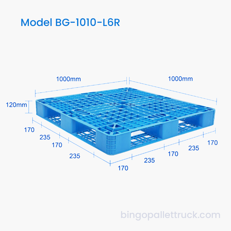 1 000 x 1 000 mm Šestiběžná plastová paleta Tovární cena za sklad