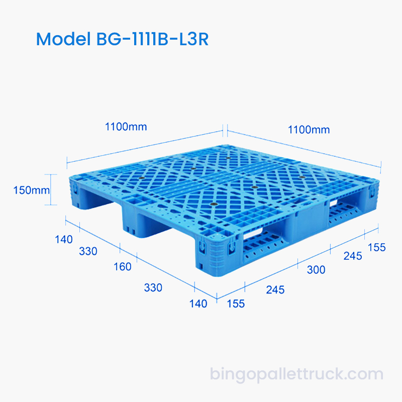 Plastová paleta 1100x1100mm 3 žlábek s ocelovou výztuhou pro logistiku