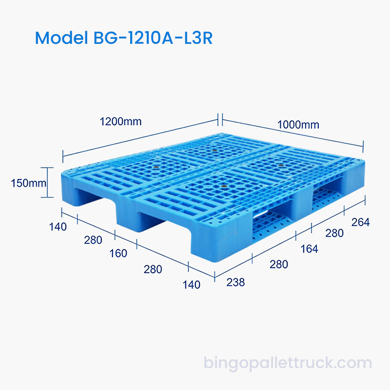 1200x1000mm lehká 3-běžná plastová paleta pro sklad