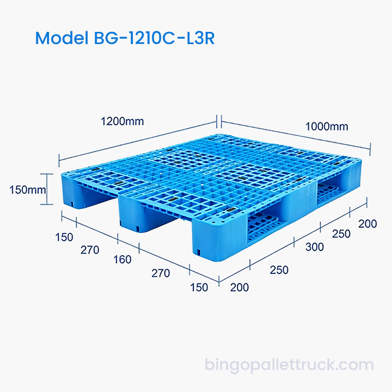 Plastová paleta 1200 x 1000 mm s vyztuženými žlaby pro těžké lehké náklady