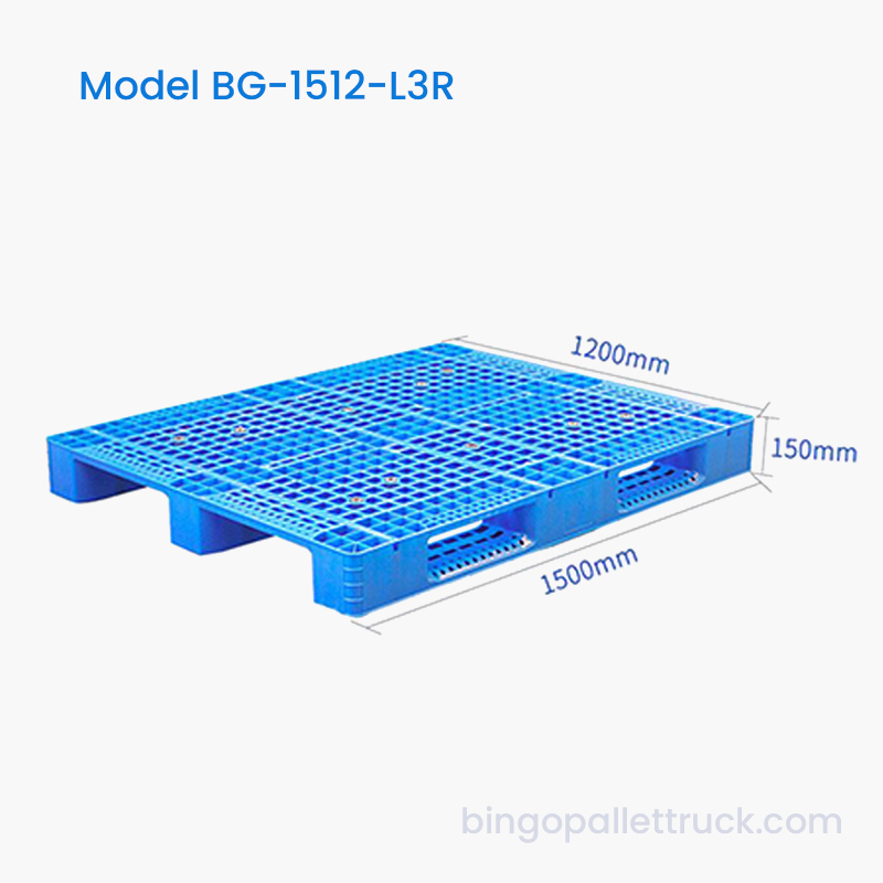 1500 × 1200 mm 3chodá plastová paleta HDPE pro sklad a logistiku