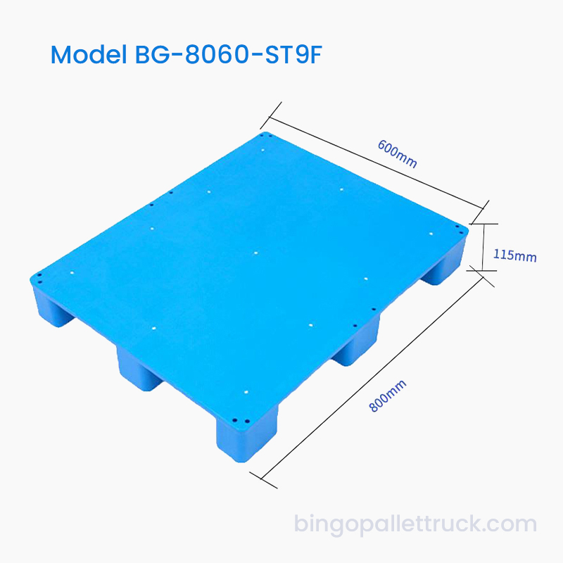 800×600 mm Pevná plastová paleta s 9 nožičkami