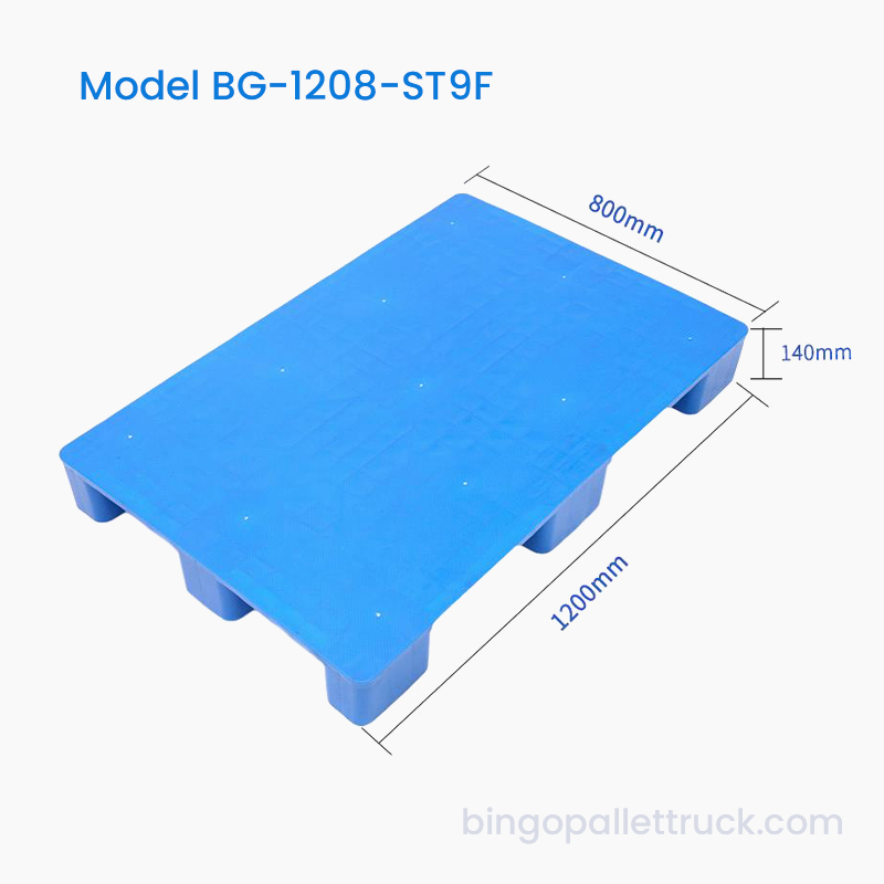 Recyklovatelná 1200x800mm pevná plastová paleta s 9 nohami pro logistiku
