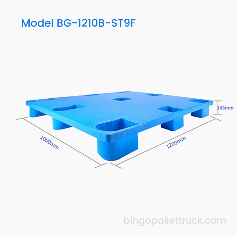 Lehká plastová paleta 1200 × 1000 mm Nestable Solid Top 9 Nohy