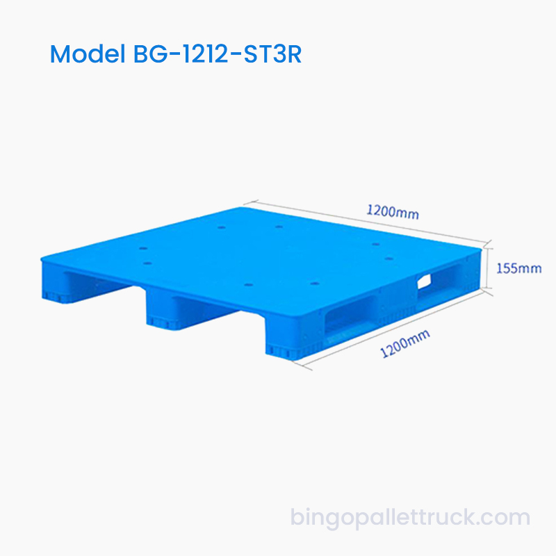 1200 x 1200 mm pevná plastová paleta se třemi žlábky pro těžkou logistiku