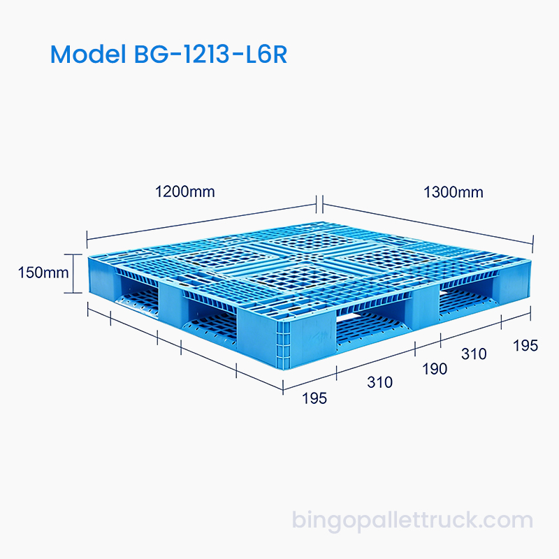 1200 x 1300 mm Lehká plastová paleta se šesti běžci