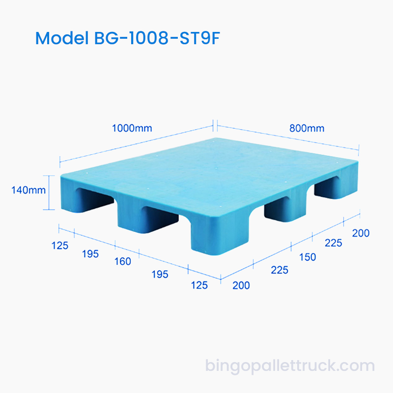 1000 × 800 mm Odlehčená plastová paleta s devíti stopkami