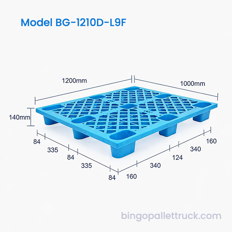 Plastová paleta 1200 x 1000 mm s protiskluzovou mřížkou pro logistiku